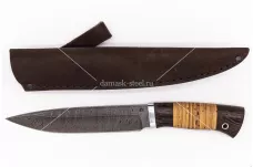 Нож Добытчик-4 сталь дамаск венге и береста